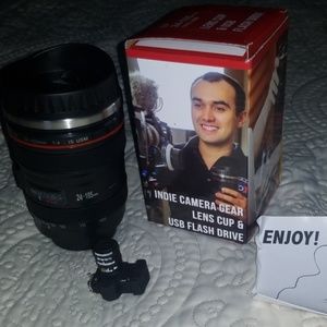 NEW Indie Camera Gear Lens Cup & USB Flash Drive
